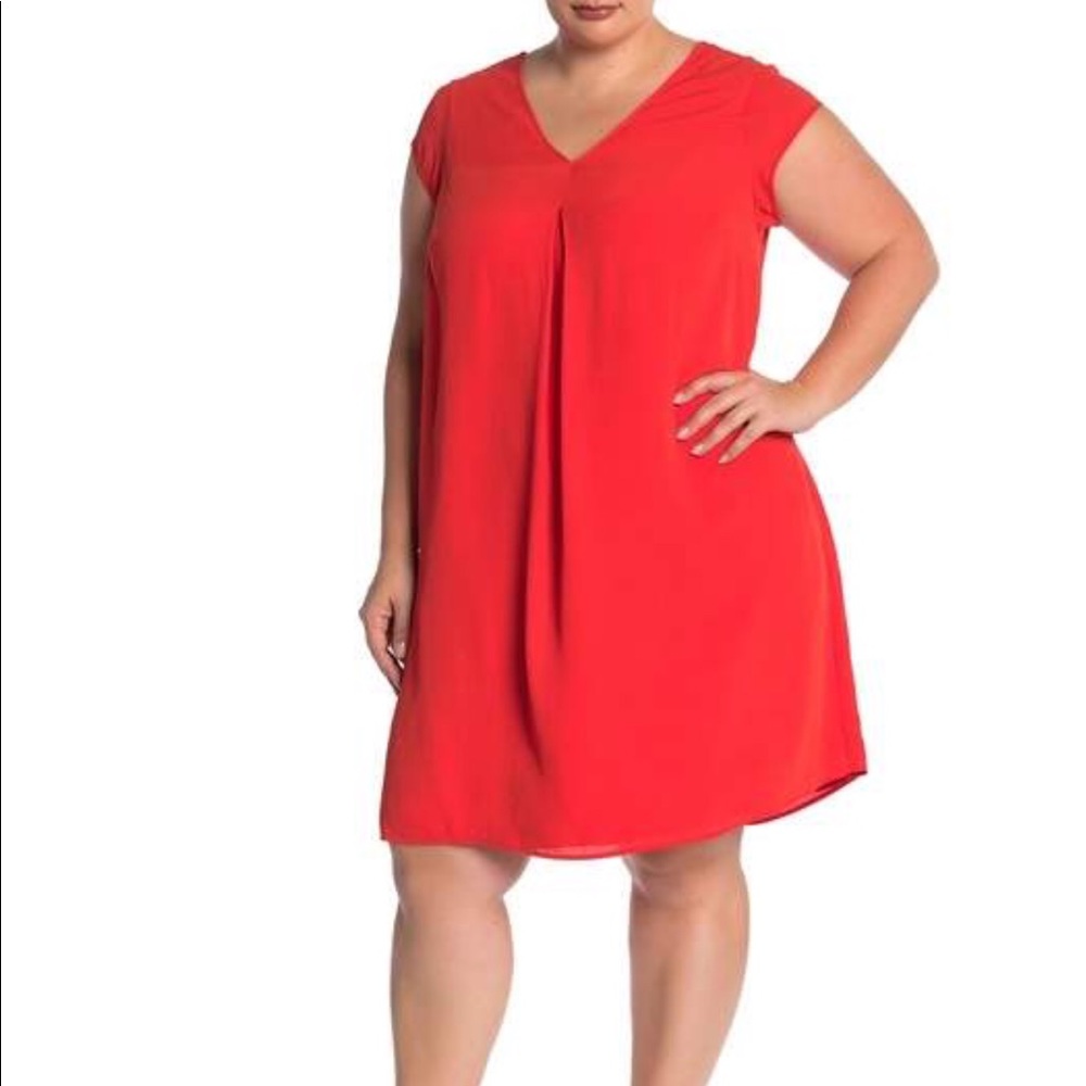 NWT Daniel Rainn Red Orange V-Neck Dress